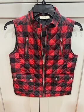 Jessica Simpson Big Girls Size 14/16 Sleeveless Quilted Buffalo Plaid Vest